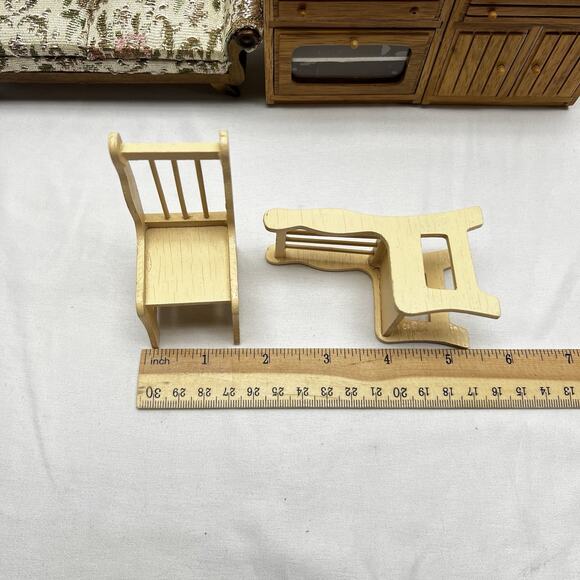Dollhouse Miniature Furniture Kitchen Appliances MCM Upholstered Couch Chairs - Picture 12 of 13